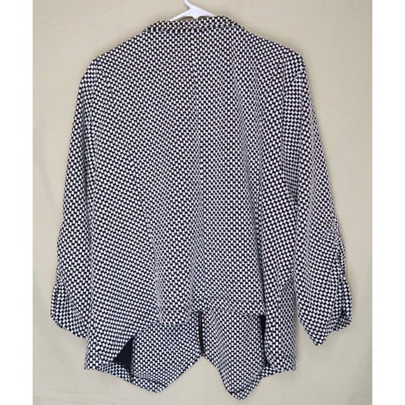 Torrid Zip Up Knit Jacket Black and White Checker 3/4 Ruched Sleeves Women's 4X - Picture 6 of 11